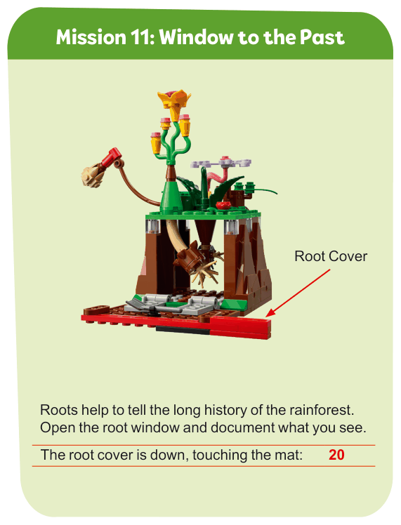 Mission 11: Window to the Past — mission model photo with the description and scoring table from the rulebook
